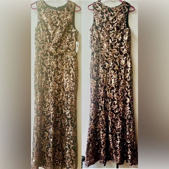 ALEX EVENINGS BLK/COPPER MOTHER OF BRIDE/GROOM SLEEVELESS SEQUIN DRESS Sz.12~NWT - Picture 2 of 8